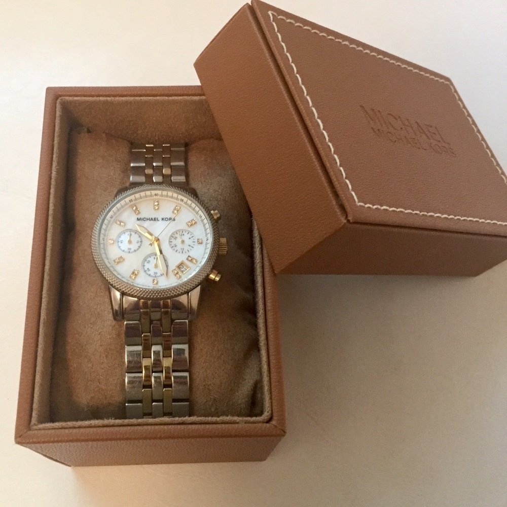 Michael Kors Mother of Pearl + Rhinestone Watch